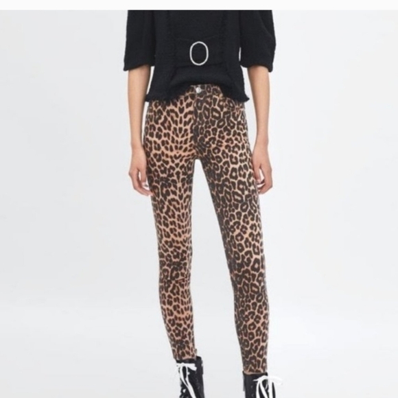 Topshop Brown Leopard Print Leggings - Size 2 NWT - Picture 5 of 5